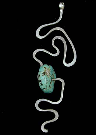 Chinese Turquoise Bead Silver Pendant