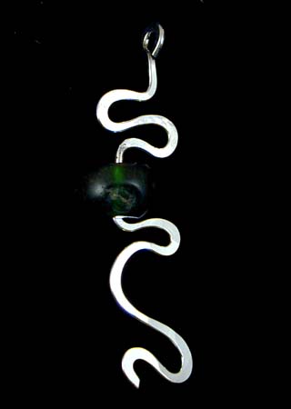 Ancient Green Glass Bead Silver Pendant