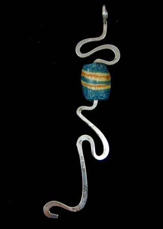 Powdered Glass Bead Silver Pendant