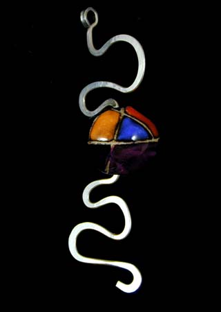 Harlequin Ceramic Bead Silver Pendant