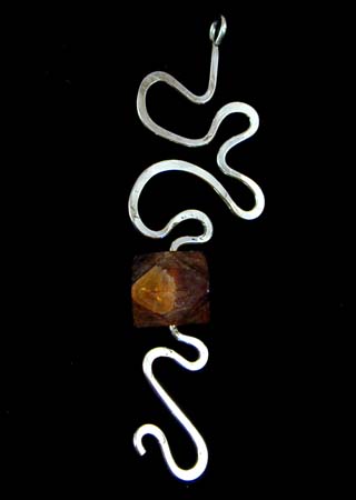 Ancient Amber Glass Bead Silver Pendant