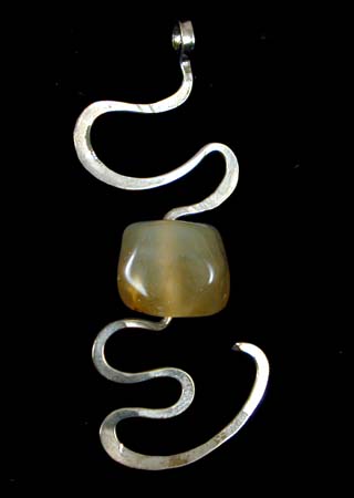 Agate Bead Silver Pendant