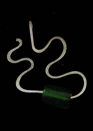 Green Glass Bead Silver Pendant