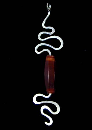 Faceted Agate Elgonated Bead Silver Pendant