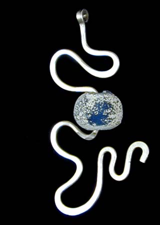 Ancient Blue Glass Bead Silver Pendant