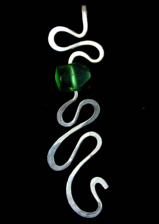 Green Glass Bead Silver Pendant
