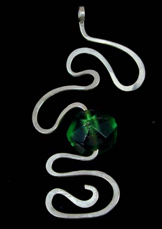 Green Glass Bead Silver Pendant