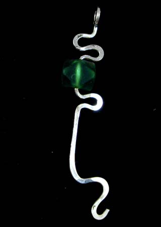 Green Glass Bead Silver Pendant