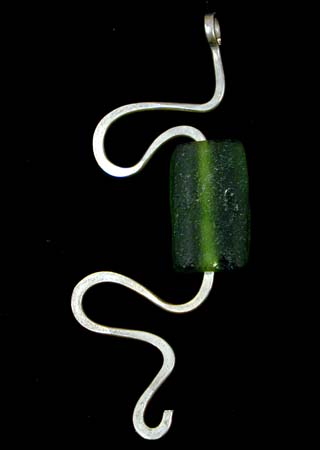 Green Glass Bead Silver Pendant