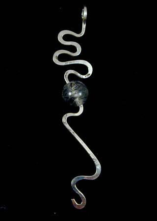 Rutilated Quartz Bead Silver Pendant