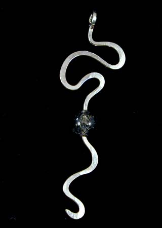 Rutilated Quartz Bead Silver Pendant