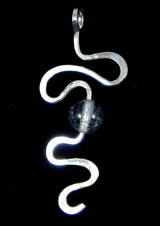 Rutilated Quartz Bead Silver Pendant