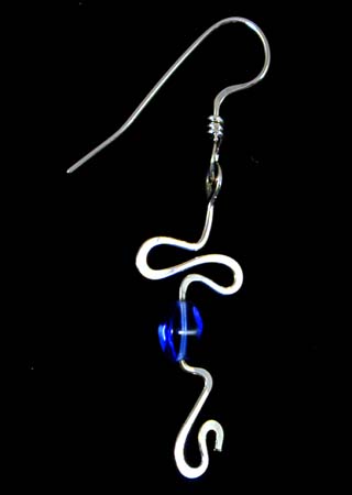 Cobalt Blue Glass Bead Silver Earrings