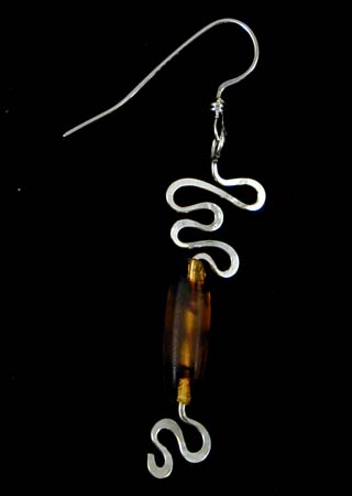 Tiger Glass Bead Silver Earrings