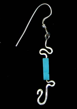 Torquoise Bead Silver Earrings