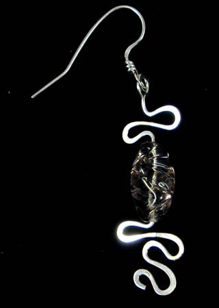 Smokey Grey Glass Bead Silver Earrings