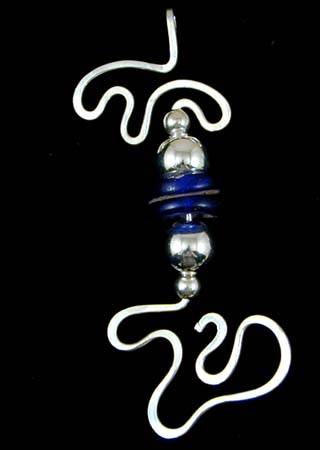 Dogon Blue Glass Bead Silver Pendant