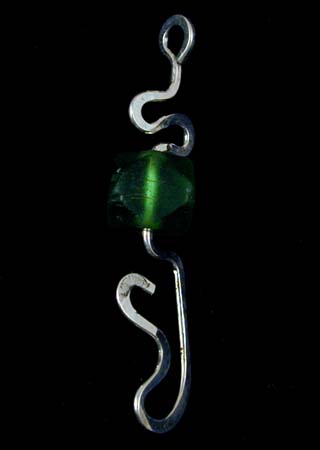Green Glass Bead Silver Pendant