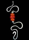 ..Tibetan Coral Glass Bead Silver Pendant