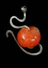 ..Tibetan Coral Glass Bead Silver Pendant