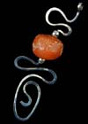 ..Tibetan Coral Glass Bead Silver Pendant