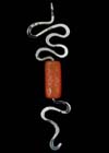 ..Tibetan Coral Glass Bead Silver Pendant