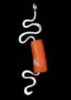 ..Tibetan Coral Glass Bead Silver Pendant