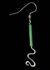 ..Green Glass Tube Bead Silver Earrings