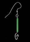 ..Green Glass Tube Bead Silver Earrings