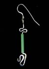 ..Green Glass Tube Bead Silver Earrings