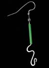 ..Green Glass Tube Bead Silver Earrings