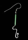 ..Green Glass Tube Bead Silver Earrings